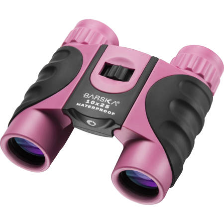 Barska 10x25 Colorado Water Proof Roof Prism Binocular with 5.8 Degree Angle of View, Fully Coated, Fogproof, Pink