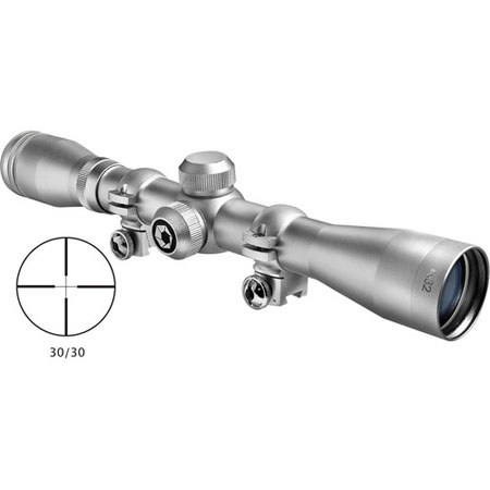 Barska 4x32 Plinker-22 Riflescope, 30/30 Reticle, 1" Tube, Silver Finish