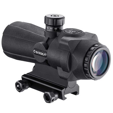 Barska 4x32 AR-X PRO Prism Rubber Armored Riflescope, Illum Cross Dot, Black