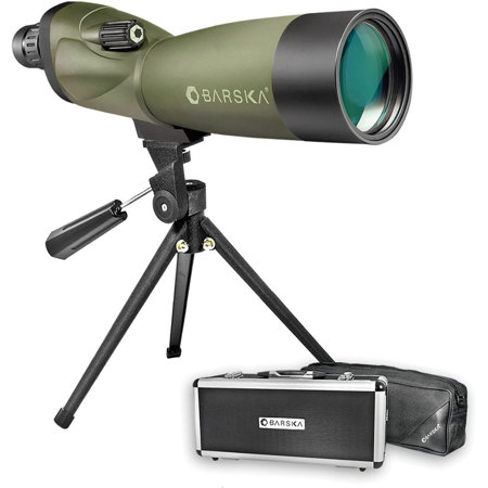 Barska 20-60x60mm Water Proof BlackHawk Spotting Scope, Straight, with Hard & Soft Cases, Moss Green