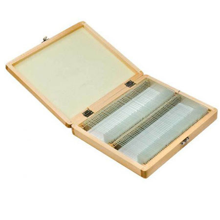 Barska Prepared Microscope Slides with Wooden Case, 100 Pieces