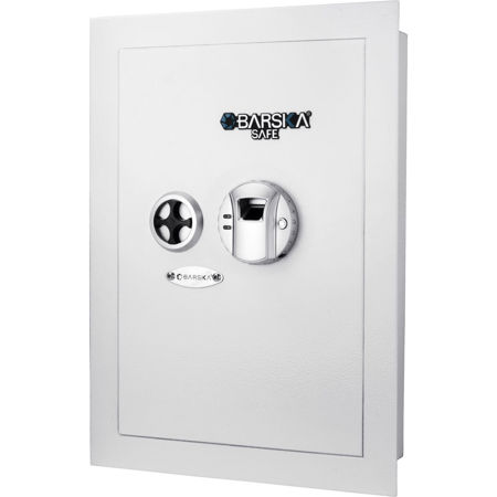 Barska 0.52 Cubic Foot Biometric Wall Safe, Right Opening, White