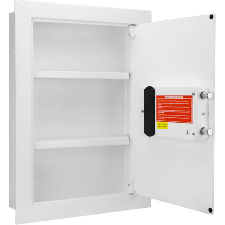 Barska 0.52 Cubic Foot Biometric Wall Safe, Right Opening, White