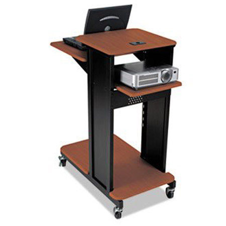 Balt Xtra Long Presentation 4 Shelves Cart, Cherry/Black