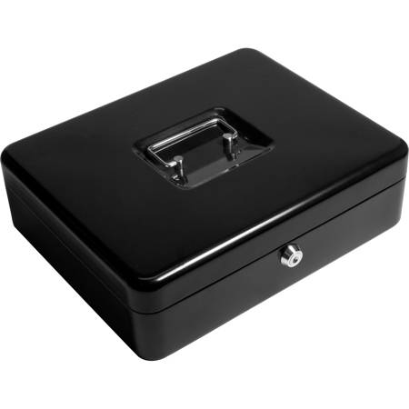 Barska 12" Cash Box and Coin Tray with Key Lock, Black