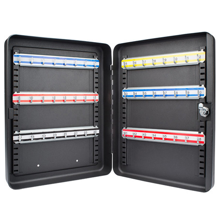 Barska 48 Position Hook-Style Key Lock Box with Colored Tags, Black Matte