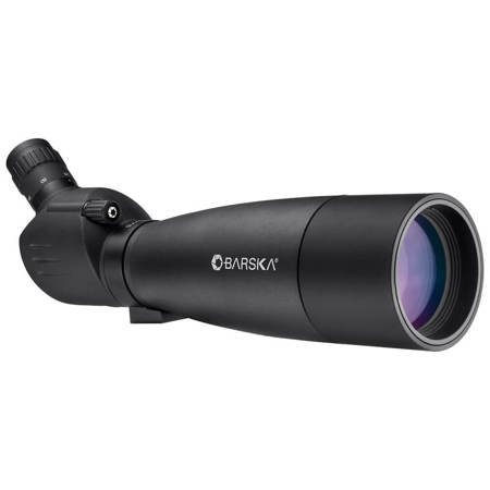 Barska 25-75x75 Colorado Spotting Scope, Angled View with Tripod, Matte Black