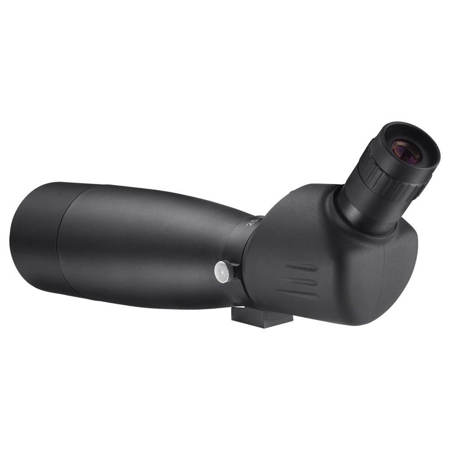 Barska 25-75x75 Colorado Spotting Scope, Angled View with Tripod, Matte Black