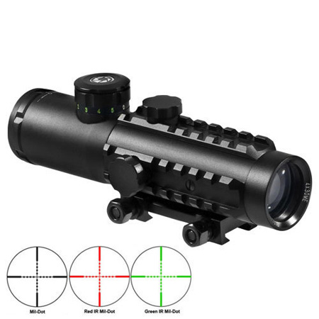 Barska 4x30 Electro Sight Riflescope with Green Laser, Flashlight, Illum Mil-Dot