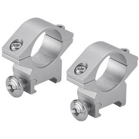 Barska 1" Medium Aluminum Weaver Style Scope Mounting Ring, Silver, 2-Pack