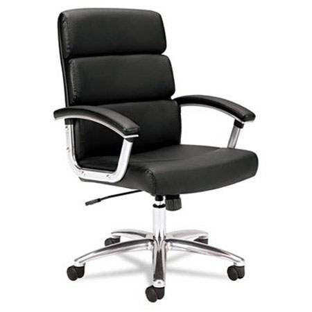 basyx by HON VL103 Executive Mid-Back Chair, Black Leather