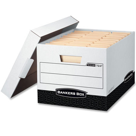 Bankers Box R-Kive Letter/Legal Storage Box, White/Black - Case of 12