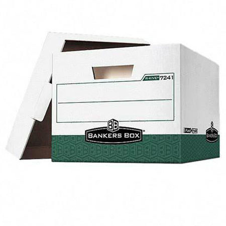 Bankers Box R-Kive Storage Box, Letter/Legal, White/Green - 12 Pack