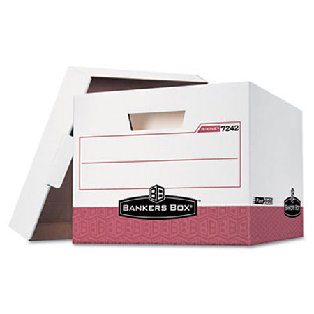 Bankers Box R-Kive Storage Box, Letter/Legal, White/Red - Pack of 12