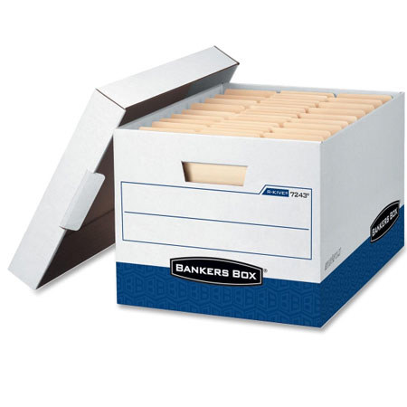 Bankers Box R-Kive Storage Box, Letter/Legal, White/Blue - Pack of 12