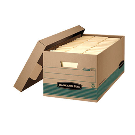 Bankers Box Recycled Stor/File Box, Letter, Lift-off Locking Lid - Pack of 12