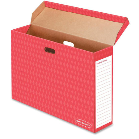 Bankers Box Bulletin Board Storage Box, Red - Pack of 12