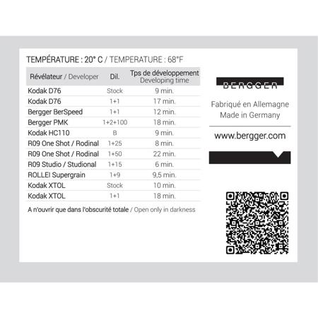 Bergger Pancro 400 Black and White Photographic Film, 5x7", 25 Sheets