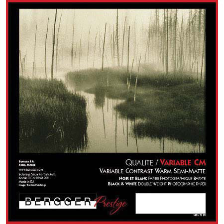 Bergger VC Variable Contrast CB Fiber Based Black & White Enlarging Paper - 16x20" - 25 Sheets - Warm Matte Surface