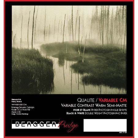 Bergger VC Variable Contrast CB Fiber Based Black & White Enlarging Paper - 8x10" - 25 Sheets - Warm Matte Surface