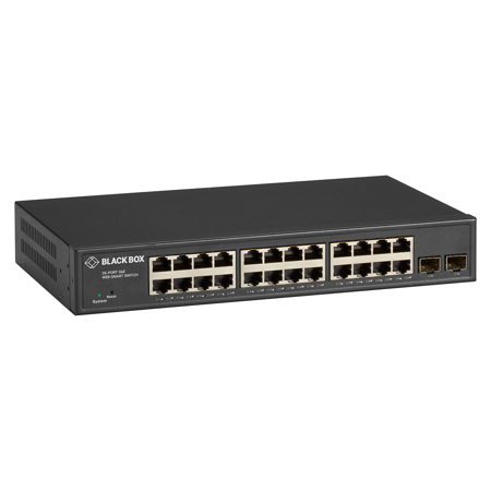 Black Box LGB2000 Series 24-Port PoE+ Web Smart Gigabit Ethernet Managed Switch with 2 SFP Ports