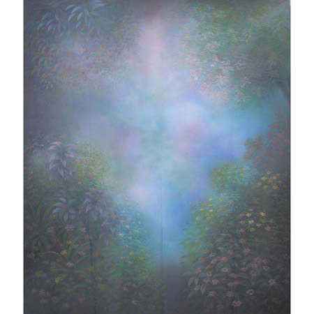 Belle Drape Adorama Belle Drape Scenic Series, 10' x 12' Painted Muslin Background, Style #912. Color: Lilacs with Blue Hot Spot
