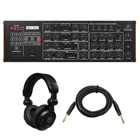 Behringer Pro-800 8-Voice Polyphonic Analog Synthesizer, w/Headphones, 10' Cable