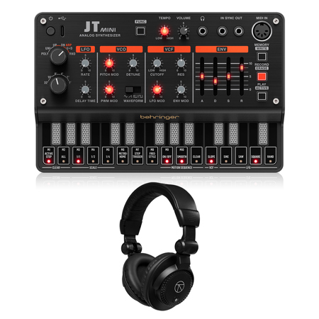 Behringer JT MINI 3-Voice Analog Polyphonic Synthesizer, Bundle with Headphones