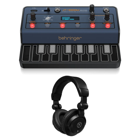 Behringer JT-4000M MICRO 16-Key 4-Voice Hybrid Modeling Synthesizer, Bundle with TAPH100 Headphones