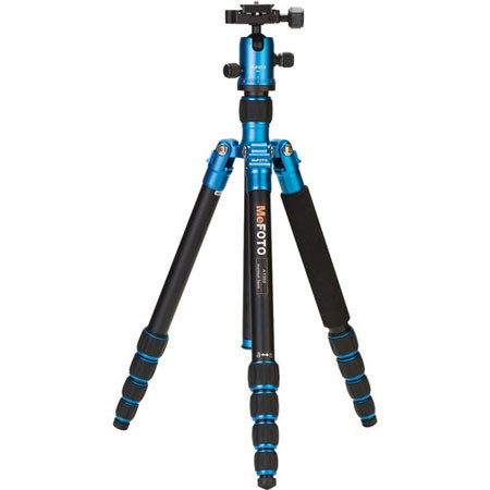 MeFOTO RoadTrip Tripod with Ballhead, Blue with SideKick360 SmartPhone Adapter