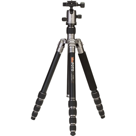 MeFOTO RoadTrip Travel Tripod 5-Section Aluminum Tripod with BallHead, Silver