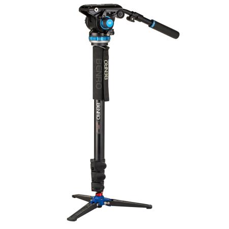 Benro A48FD Classic Aluminum Video Monopod with 3-Leg Base and S6 PRO Flat Base Fluid Video Head