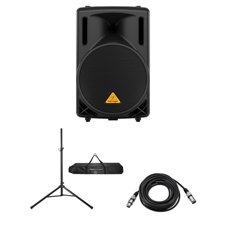 Behringer Eurolive B212XL 12" 800W 2-Way Active PA Powered Speaker, Bundle with Speaker Stand and XLR Cable