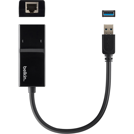 Belkin SuperSpeed USB 3.0 Type-A to Gigabit Ethernet Adapter, Black
