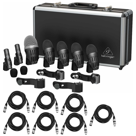 Behringer BC1500 Premium 7-Piece Drum Microphone Set for Studio and Live Applications, Bundle with 7x 15' XLR Male to Female Professional Microphone Cable