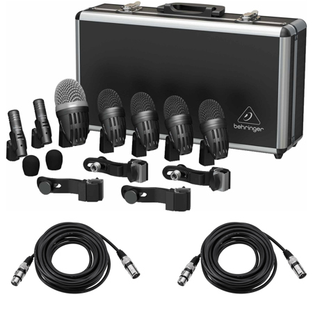 Behringer BC1500 Premium 7-Piece Drum Microphone Set for Studio and Live Applications, Bundle with 2x 25' XLR Male to Female Professional Microphone Cable