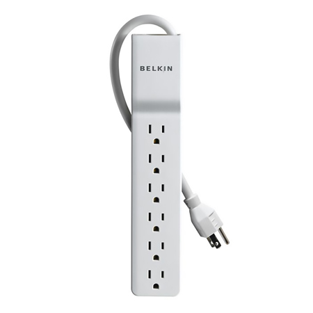 Belkin 6-Outlet Home/Office Surge Protector with 4' Power Cord, White