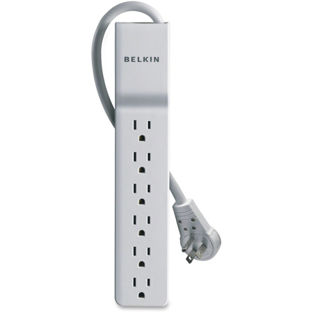 Belkin 6-Outlet Home/Office Surge Protector with Rotating Plug and 8' Power Cord, White