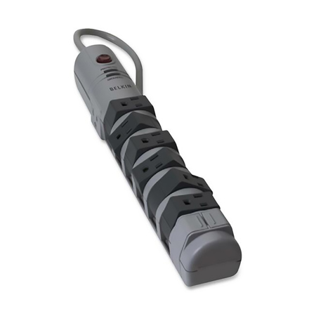 Belkin 8-Outlet Pivot-Plug Surge Protector with Dual RJ11 Ports and 6' Power Cord, Gray