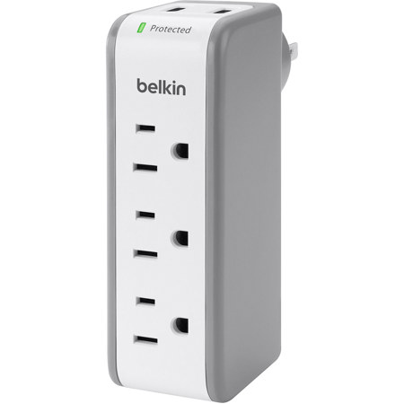 Belkin SurgePlus 3-Outlet Mini Travel Surge Protector with Dual USB Ports