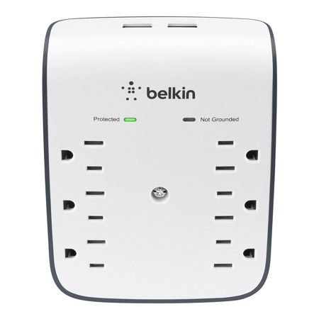 Belkin SurgePlus 6-Outlet Wall Mount Surge Protector, 10W Combined