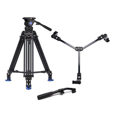Benro BV10 3-Section Al Twin Leg Video Tripod, with Pan Bar Handle & DL-08 Dolly