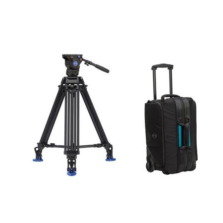 Benro BV6 PRO 3-Section Aluminum Video Tripod, Bundle w/Tenba Cineluxe Roller 21