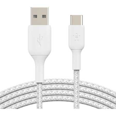 Belkin BoostCharge Braided 6.6' 15W USB-C to USB-A Cable, White