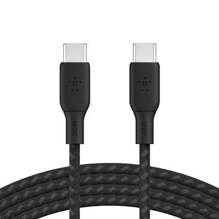 Belkin 6.6' 100W BoostCharge Braided USB-C Cable, Black