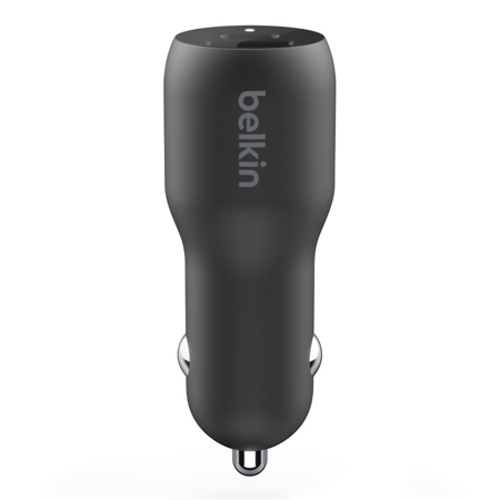 Belkin BoostCharge 37W USB-C PD and USB-A Car Charger with PPS, Black