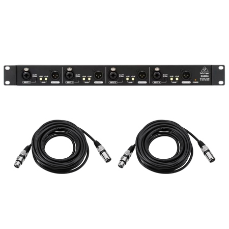 Behringer ULTRA-DI PRO DI4800A Professional 4-Channel Active DI-Box, Bundle with 2x 25' Value Series XLR Male to Female Microphone Cable