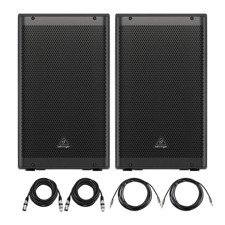 Behringer DR112DSP Active 1200W 12" PA Speaker System, 2-Pack,w/2x 15' XLR Cable