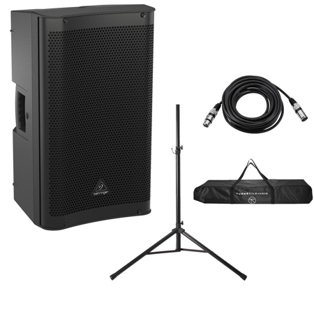 Behringer DR112DSP 12" 1200W Active PA Speaker System, w/Stand and 25' XLR Cable