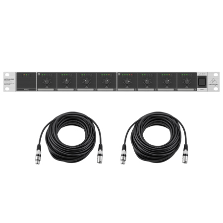 Behringer DS2800 Professional 2-Input/8-Output Distribution Splitter for Commercial Applications with Value Series XLR M to F Professional Microphone Cable - 50'